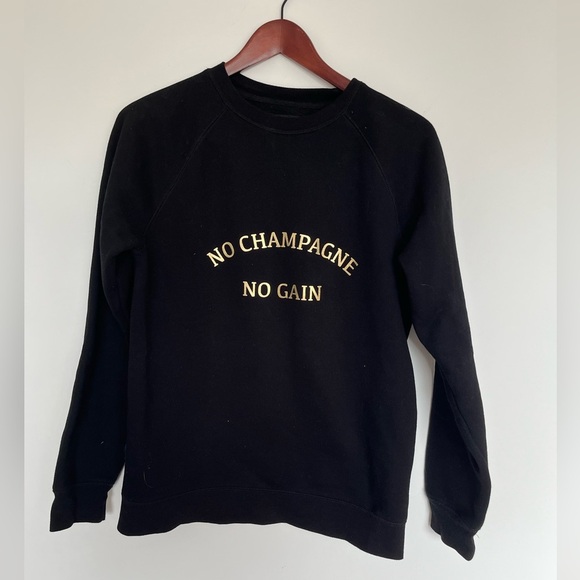 Brunette The Label Black Sweater with No champagne no gain Gold Text size small - Picture 2 of 5